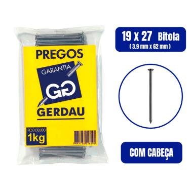 Imagem de Prego Com Cabeça 19 x 27 1kg - GERDAU