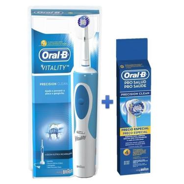 Imagem de Escova Elétrica Oral-b Vitality D12 110V + Refil Oral-B Precision clean com 4 unidades