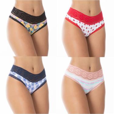 Imagem de Kit com 4 Calcinhas Estampadas Babado Renda | Amanda