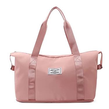 Imagem de Bolsa de viagem impermeável de grande capacidade bolsa de embarque conveniente bolsa de ioga ao ar livre (Rosa)