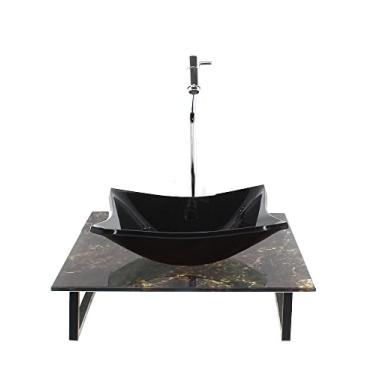 Imagem de KIT CUBA DE VIDRO QUADRADA 10MM COM TAMPO DE VIDRO 40CM X 40CM MÁRMORE IMPERDADOR E SUPORTE TORNEIRA VALVULA