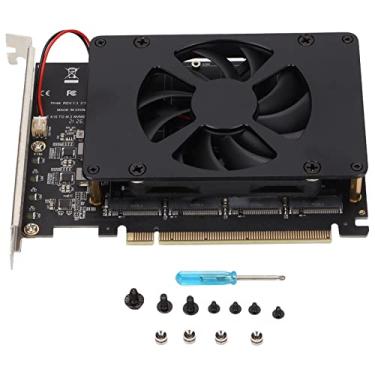 Imagem de Cartão adaptador PCIE, cartão adaptador NVME M.2 para PCIE X16 4 portas, cartão de expansão de 32 Gbps, acessórios de computador com ventilador de refrigeração aprimorado