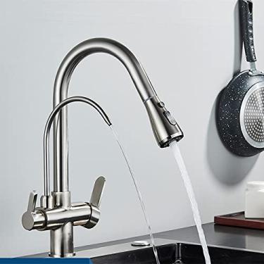 Imagem de Torneira de cozinha de água de purificação de ouro preto rotação de 360 ​​graus torneira de água pura filtrada guindaste multifuncional torneira misturadora Torneira, níquel escovado a, china