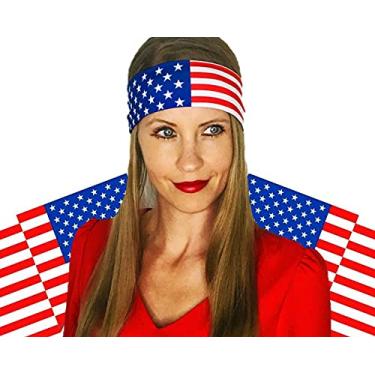 Imagem de Shimmer Anna Shine Faixa de cabeça bandeira americana patriótica vermelha branca e azul EUA (estrelas e listras vermelhas, brancas e azuis)
