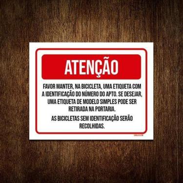 Imagem de Kit 3 Placa Atenção Favor Manter Bicileta Etiquetada