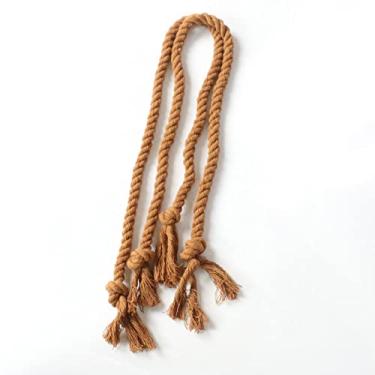 Imagem de 2/4/8 Pcs Decoração de cortina Tiebacks Cortina de gravata Titular de corda de tecido feito à mão Retenções de corda de cânhamo Fivela Acessórios de cortina, castanho-avermelhado, pacote de 2 peças