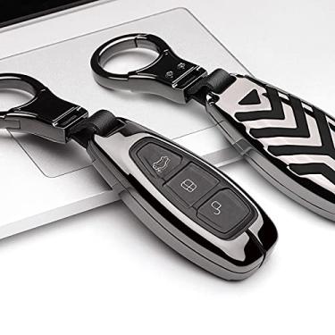 Imagem de CSHU Estojo de liga de zinco para chave de carro Estojo para chave remoto inteligente Chaveiro Fob, adequado para Ford Fiesta Focus 3 4 Mondeo Ecosport Kuga Focus St, preto preto