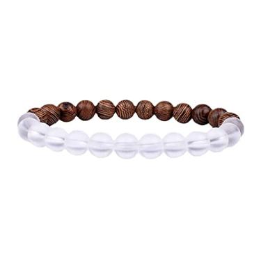 Imagem de Pulseira de pedra vulcânica para homens pulseira de contas de madeira vulcânica de 8 mm corrente de pulso Buda tibetano mulheres homens joias presente novas pulseiras (T)