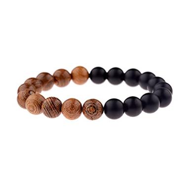 Imagem de Pulseira de ioga de contas de madeira natural de 10 mm masculina elástica budista oração pulseira de buda joia - estilo 3, Cristal