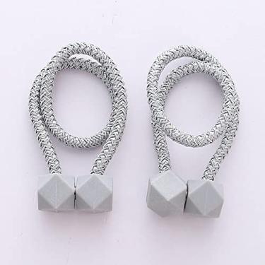Imagem de Botão de cortina de ímã de polígono de diamante criativo sem perfurar suportes de cortina de tiebacks de cortina de botão de atração magnética simples, T4,2 PCS