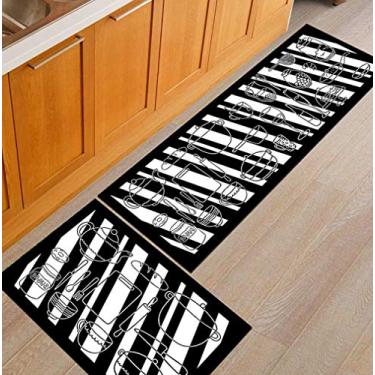Imagem de SHENGANG Tapete de cozinha Antiderrapante Moderno Área Tapetes Sala de estar Varanda Banheiro Tapete Impresso Tapete Corredor Tapete de Banho, 5,40x60cm