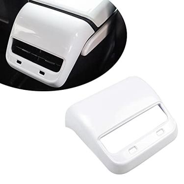Imagem de Wocch White AC Vent Cover Rear Center Console Air Vent Covers Car Rear Armrest Box Air Conditioning Vent Outlet Trim Frame for Tesla Model 3 & Model Y, White Interior Accessories