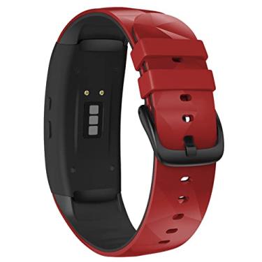 Imagem de GANYUU Correias de relógio inteligente para Samsung Gear Fit 2 Pro Pulseira de silicone Fitness Watch Pulseira Gear Fit2 Pro SM-R360 Pulseira ajustável Pulseira de relógio (Cor: Bege)