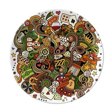 Imagem de DIYthinker Casino Bar Poker Card Chips Jackpot Ilustração Prato Decorativo Porcelana Salver Talheres Prato de Jantar