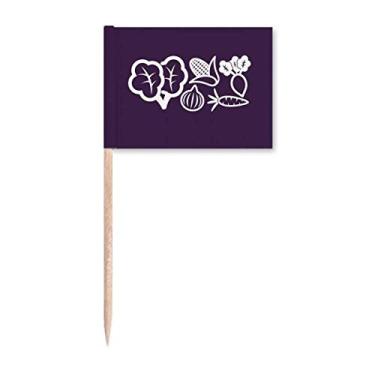 Imagem de Combinação de Vegetais Rabanete Cebola Milho Bandeiras Marcador Topper Decoração de Festa