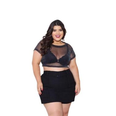 Imagem de Cropped G2 Transparente Lurex Brilho Festa  Plus Size Sexy Ct1 - Dona