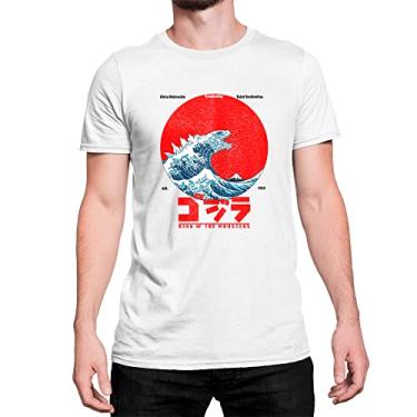 Imagem de Camiseta T-Shirt Godzilla A grande Onda de Kanagawa Cor:Branco;Tamanho:G