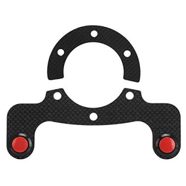 Imagem de Camrusic Kit de botão de buzina de volante, botão de volante externo fibra de carbono para MOMO/OMP/Nardi/Sparco 6 parafusos volante(Dual Button)