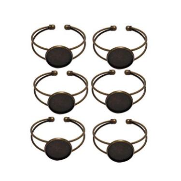 Imagem de 6 Unidades Pingente Faça Você Mesmo Pingente De Cobre Base Em Branco Anel Ajustável Pulseiras De Amizade Espaços Em Branco De Moldura Redonda Bandeja Circular Manguito Boleto