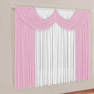 Imagem de Cortina Montreal 2 Mts em Malha Janela Sala Quarto Rosa