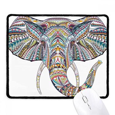 Imagem de Mousepad com design de elefante colorido estilo mosaico, borda costurada, tapete de borracha para jogos