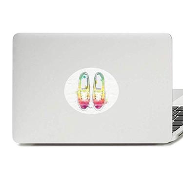 Imagem de Adesivo de notebook colorido pintado à mão com estampa de sapatos de lona com emblema de vinil