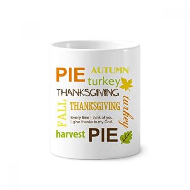 Imagem de Suporte de caneta de escova de dentes para dia de Ação de Graças, outono, estampa de torta de outono, caneca de cerâmica, suporte