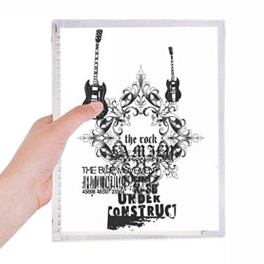 Imagem de Caderno de guitarra musical estilo gótico com estampa de folhas soltas diário recarregável
