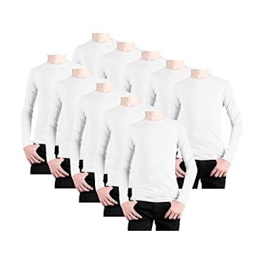 Imagem de Kit 10 Camiseta Lisa Manga Longa Juvenil Poliéster Branca Tamanho 16