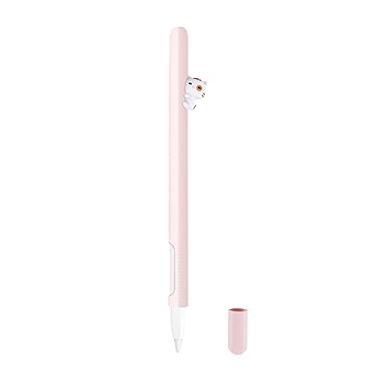 Imagem de Antetek Capa protetora compatível com Apple Pencil 2ª geração, capa de caneta de toque macio de silicone, leve, antiderrapante, à prova de choque, capa Stylus (gato-rosa)