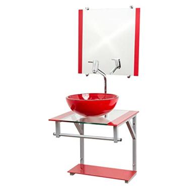 Imagem de Gabinete Vermelho de Vidro Para Banheiro 40cm CR30cm