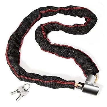 Imagem de NILSTOREY Cadeado de corrente de bicicleta com chave de aço resistente protegido de puxar, serrar e cortar, travas de cabo de corrente de bicicleta perfeitas para bicicleta, scooter e motocicleta (1,96 pés)
