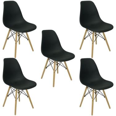 Imagem de Kit 5 Cadeiras Eiffel Charles Eames Wood Cozinha Jantar Preta