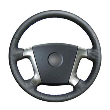 Imagem de Capas de volante de carro de couro preto costuradas à mão, para Chevrolet Epica 2007-2010