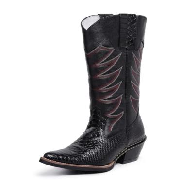 Imagem de Bota Texana Country Masculina Bico Fino Anaconda Cano Longo Couro Preta