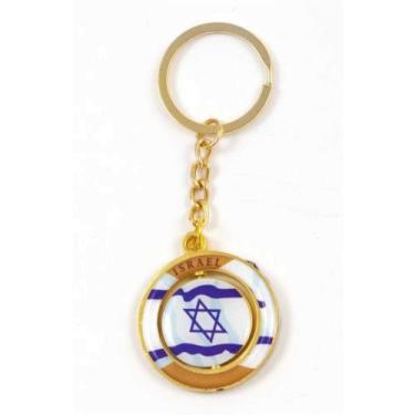Imagem de Chaveiro Com Desenho Da Bandeira De Israel Dourado - Holy Land