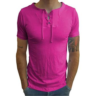Imagem de Camiseta Bata Viscose Com Elastano Manga Curta tamanho:p;cor:rosa-pink
