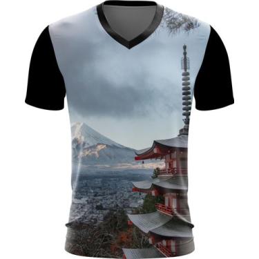 Imagem de Camiseta Gola V Dryfit Monte Fuji Japão Vulcão Japan Vulcan 3V - Kasub