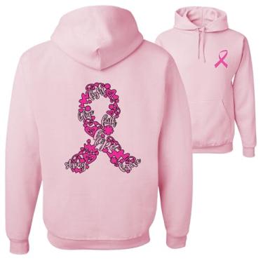 Imagem de wild custom apparel Moletom com capuz de conscientização do câncer de mama Fight Hope Faith Believe Strong Faith Front And Back, Rosa claro, 5X-Large