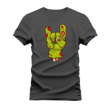 Imagem de Camiseta Plus Size Premium Malha Confortável Estampada The Rock Show Grafite G5