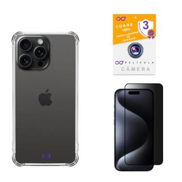 Imagem de KIT Película Privacidade 3D + Capa Anti-Impacto para iPhone 15, 15 Plus, 15 Pro, 15 Pro Max - C7 Company (iPhone 15 (Tela 6.1")