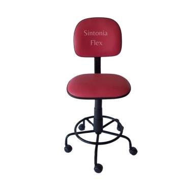 Imagem de Cadeira  secretaria  com regulagem de altura - base de ferro - rodízio e apoio de pé corano rosa pink