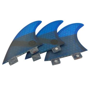 Imagem de UP SURF Surfing 3 quilhas P Size Double Tabs Base Tri Fins Propulsor de Prancha de Surf Fibra de Vidro Favo de Mel (Azul)