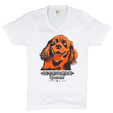 Imagem de Camiseta Life is Better with My Spaniel Gola V Dono do Animal de Estimação I Love My Dog, Branco, XG