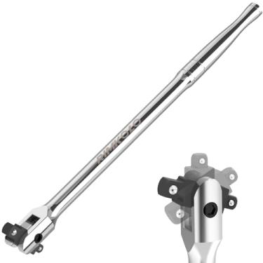 Imagem de RIMKOLO Barra de disjuntor de acionamento duplo 1/2" e 3/8", barras de disjuntor de cabeça rotativas de 360° de 40 cm com bola de retenção de mola