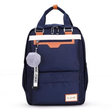 Imagem de TOKSHOP Mochila Bolsa Feminina para Notebook de Até 15.6 Polegadas Viagem Escolar Faculdade (Azul)