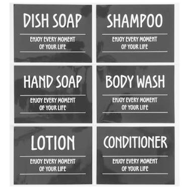 Imagem de SEWACC Etiquetas de Banheiro Etiquetas de Organização Pré-Impressas Minimalistas para Sabonete Shampoo Condicionador Loção Adesivos a