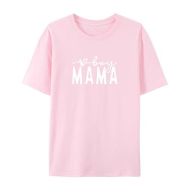 Imagem de Camisetas femininas com estampa de letras para meninos e mamãe para o Dia das Mães, rosa, 3G