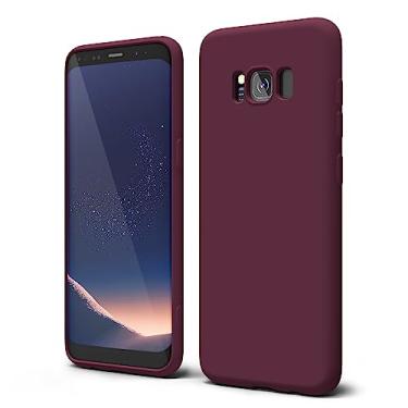 Imagem de oakxco Capa de telefone projetada para Samsung Galaxy S8 com aderência de silicone, capa de telefone de gel de borracha macia para mulheres e meninas bonitas, fina e flexível protetora TPU 5,8 polegadas, vinho