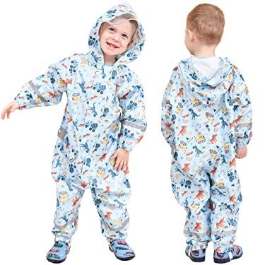 Imagem de Fewlby Roupa de chuva infantil infantil para meninos e meninas, moletom com capuz, zíper, impermeável, para 8 a 10 anos, tamanho 2GG